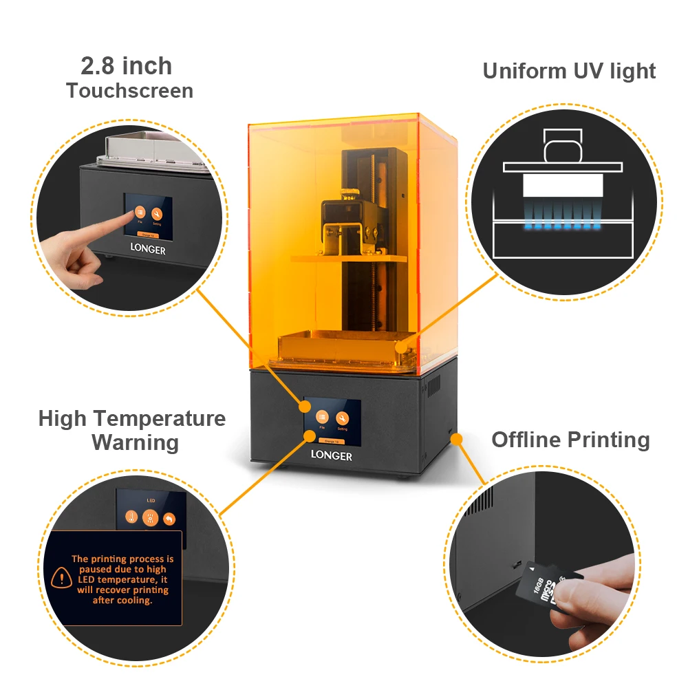 LONGER Orange10 3d принтер доступный SLA 3D печать умная поддержка быстрая нарезка УФ свет отверждения легко работать входной уровень