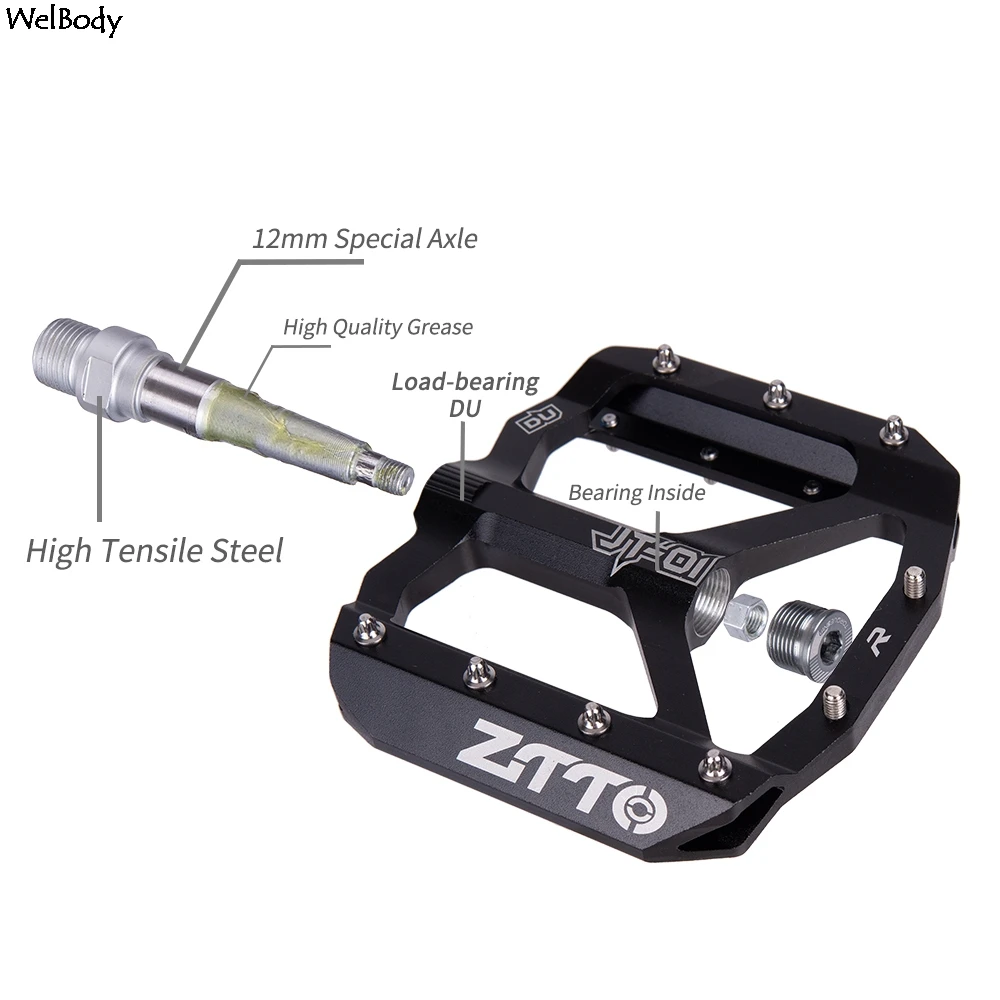 ZTTO MTB подшипник алюминиевый сплав плоская педаль велосипед хороший захват легкие