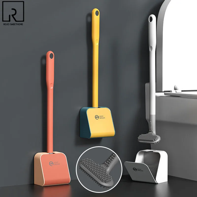 

Creativity Silicone Suspended Toilet Brush with Tank, Non-contact Golf WC Set Cleaning Brush Toilet Stand Wall Bathroom Products