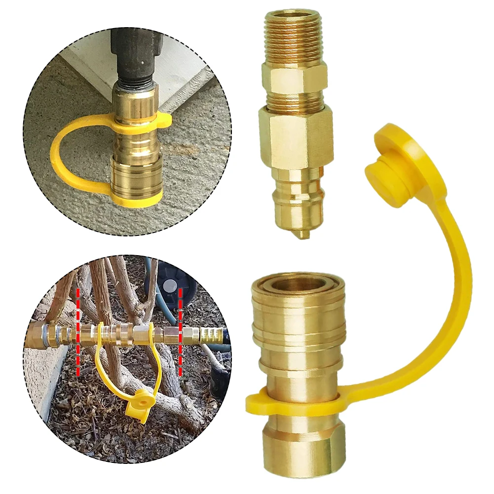 

Propane Quick Connect Fittings Brass 3/8 Inch Natural Propane Gas Grill Hose Plug Set Durable With Safety Shut-Off Valves