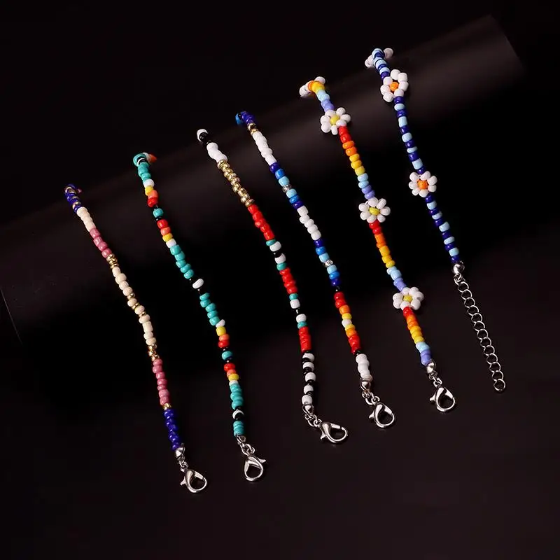 

Fashion Beaded Anklet Flower Decorative Bohemian Style Beach Anklet Charm Chain Anklet For Women Girls Beach Accessories