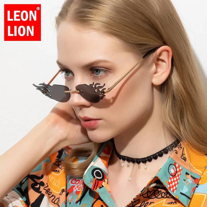 

LeonLion 2021 Small Cat Eye Sunglasses Women Luxury Brand Fire Sun Glasses Women/Men Unique Eyeglasses Women Cateye Shades UV400