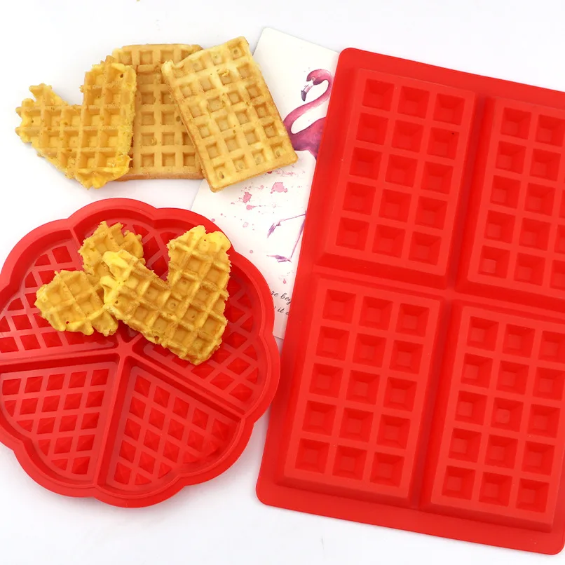 

Waffle Mold Cake Mould Non-stick DIY Baking Mold High-temperature Heart Shape Silicone Baking Tool Mold Kitchen Bakeware