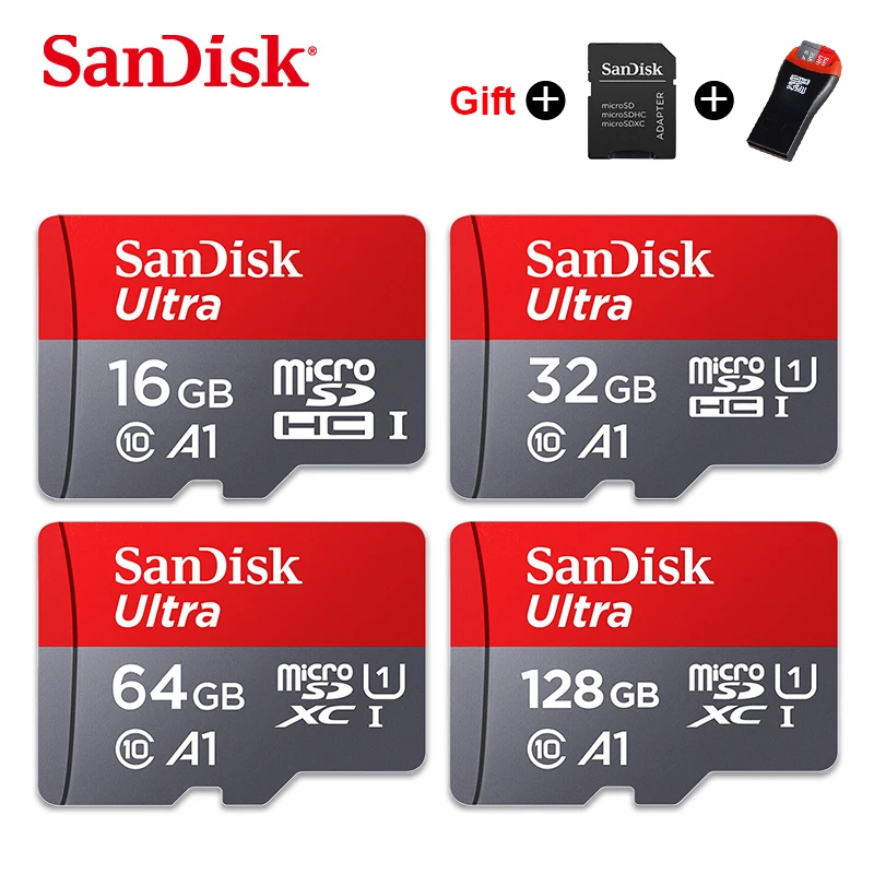 SanDisk Ultra Micro SD карта 64 Гб 128 ГБ 200 ГБ флеш-карта 32 Гб 16 Гб карта памяти cartao de memoria A1 класс 10 TF карта подарочный адаптер