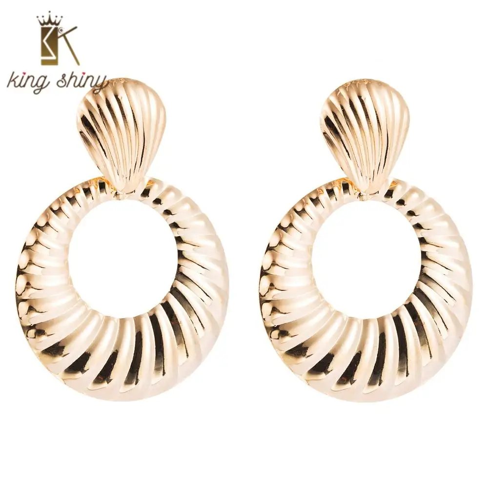 

2020 Za Vintage Gold Color Enamel Thread Big Oval Round Square Geometric Dangle Earrings Punk Statement Party Earrings for Woman