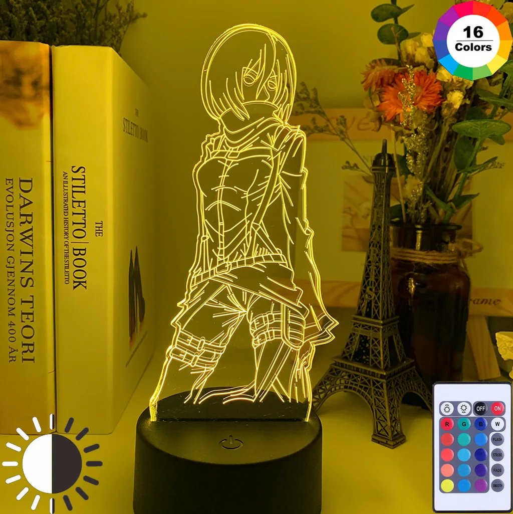 

3D LED Lamp Attack on Titan Mikasa Ackerman Figure Kids Nightlight for ROOM Decoration LED Color Changing Night Light Anime Gift