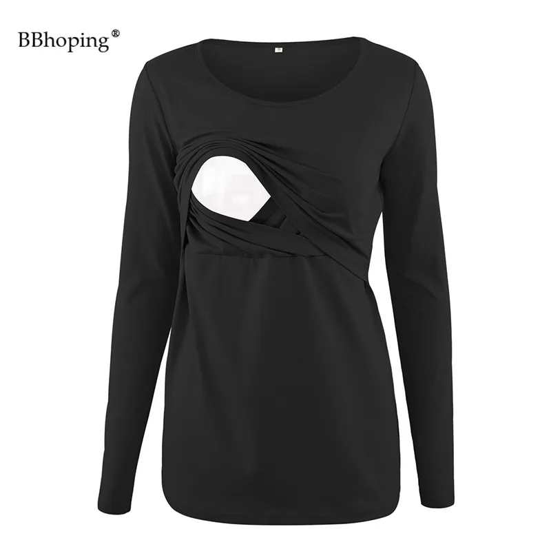 Women's Maternity Nursing Long Sleeve Tops Round Neck Double Layrerd Breastfeeding Pregnancy Blouses Winter Clothes | Мать и ребенок