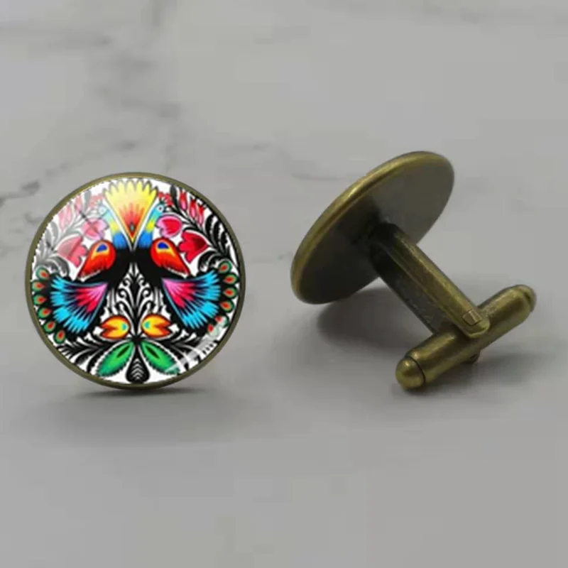 Новые полированные серьги с рисунком в стиле народного искусства цветок манжета
