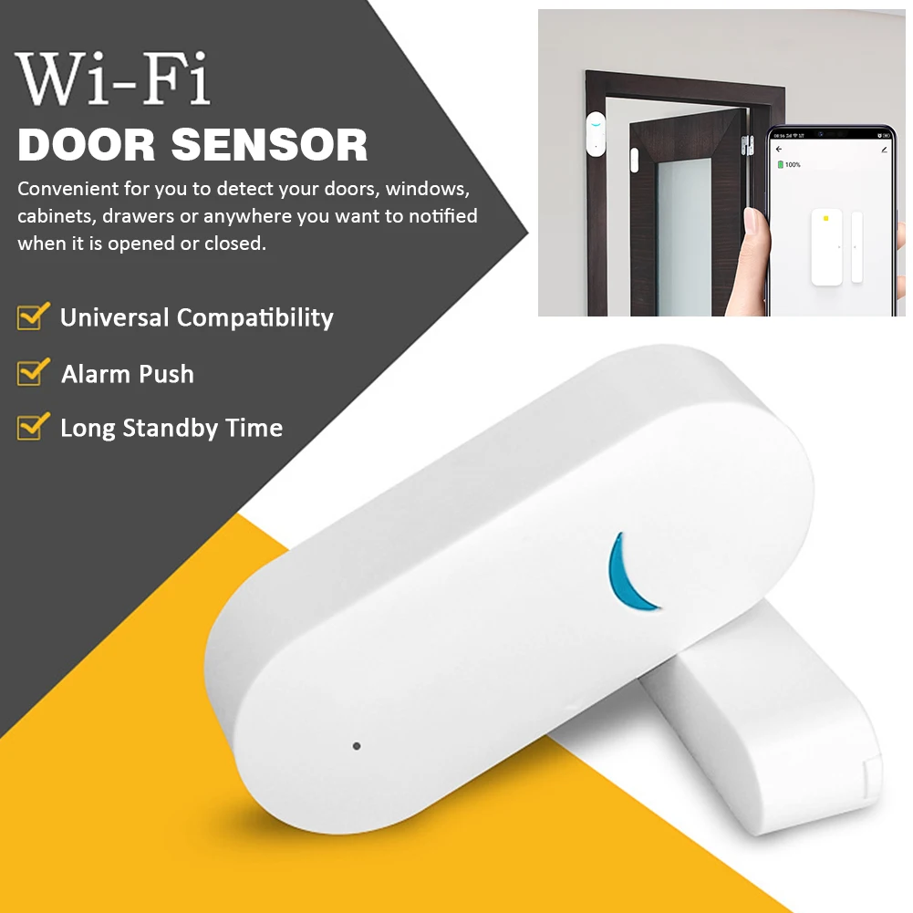 Tuya умный WiFi датчик для двери открытые/Закрытые детекторы Wi Fi приложение