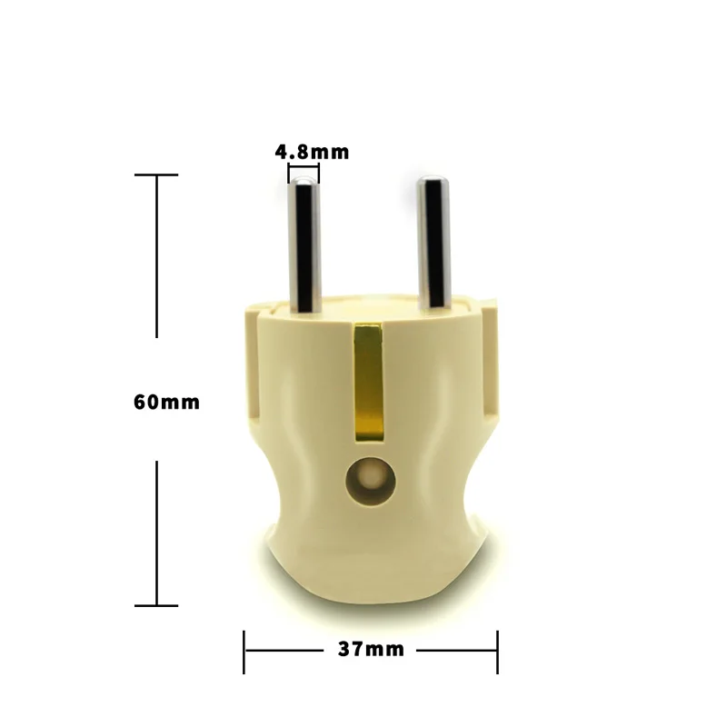 Штепсельная Вилка европейского стандарта с 2 круглыми штырьками для мужчин и