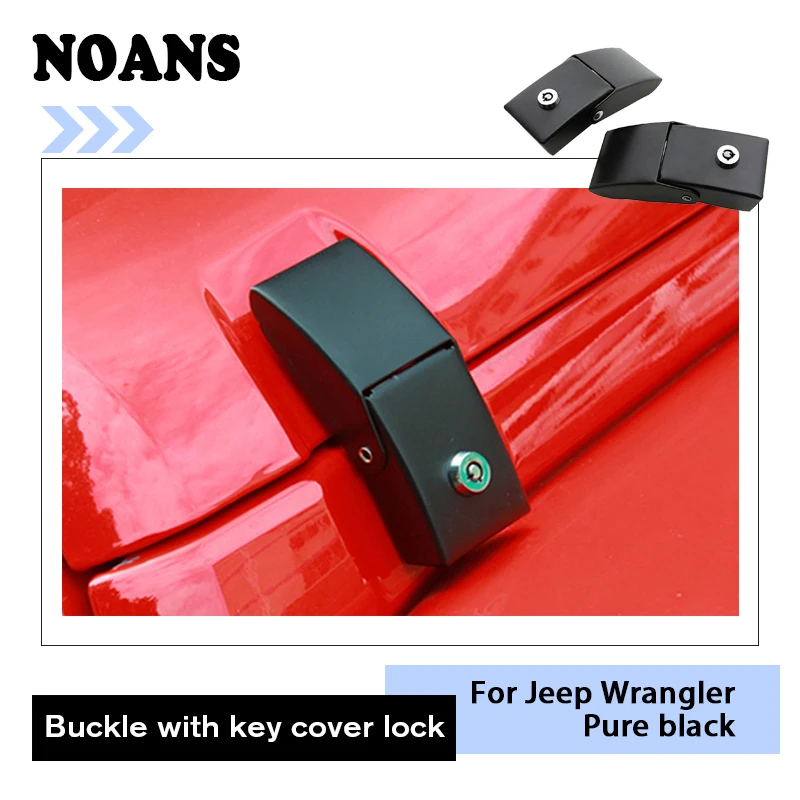 

NOANS Black Engine Covers Hood With Key Lock Stickers Exterior Protective Decoration For Jeep Wrangler JK 2007-2017 Accessories