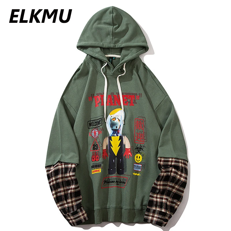 Толстовка ELKMU HE238 мужская с капюшоном свитшот забавным принтом уличная одежда