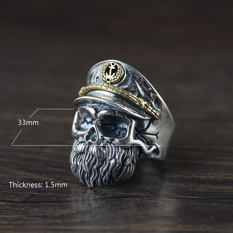 

S925 High-Grade Luxury Silver Ring Jewelry Finding Open Skull Man Ring Jewelry Making Punk Ring Man Rings For Best Gift