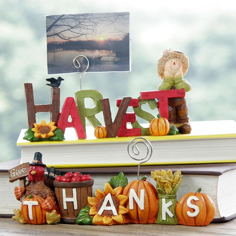 

Thanksgiving Party Name Card Holder Card Photo Clips Holder Desk Stand for Memo Paper Note Photo Tankgiving Card
