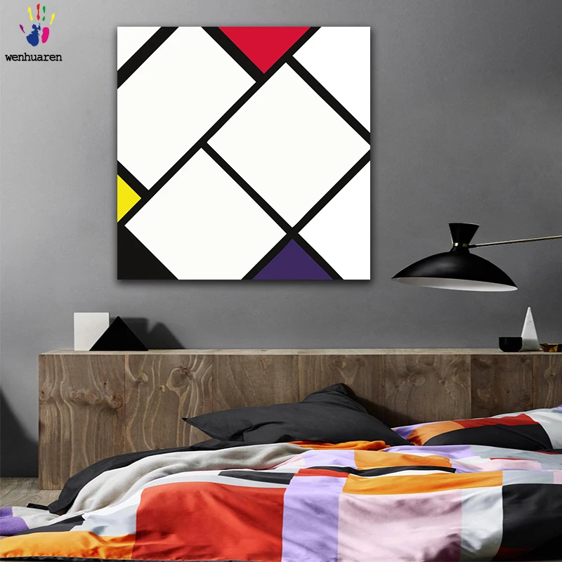 DIY картинки для раскраски по номерам с цветами Mondrian цвет блок плед Картина