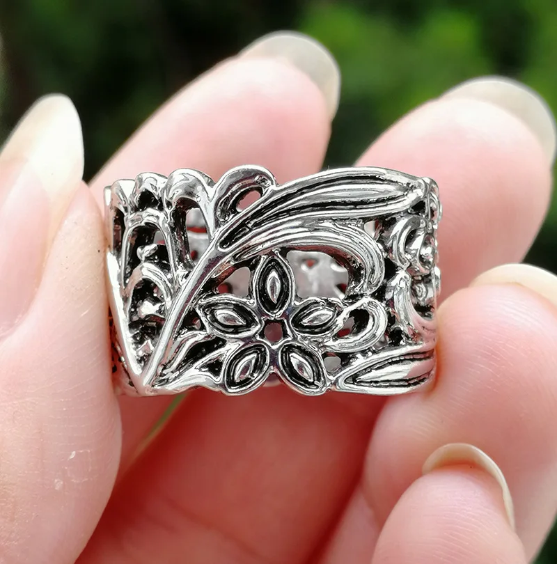 Винтажное ювелирное изделие викингов обручальное кольцо с полыми лепестками