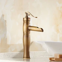 vintage retro antique brass single handle one hole bathroom basin sink faucet mixer water tap deck mounted man006