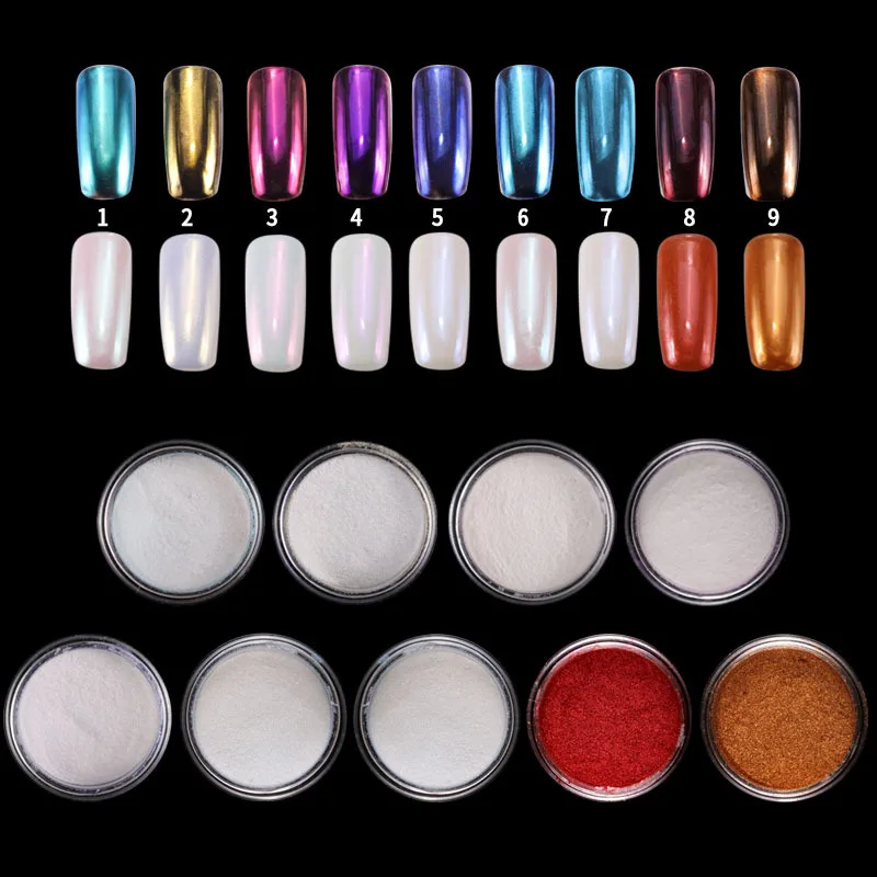

Nail explosion new nail magic mirror powder 1g 9 colors optional 3D shell powder electroplating mirror flour magic mirror powder