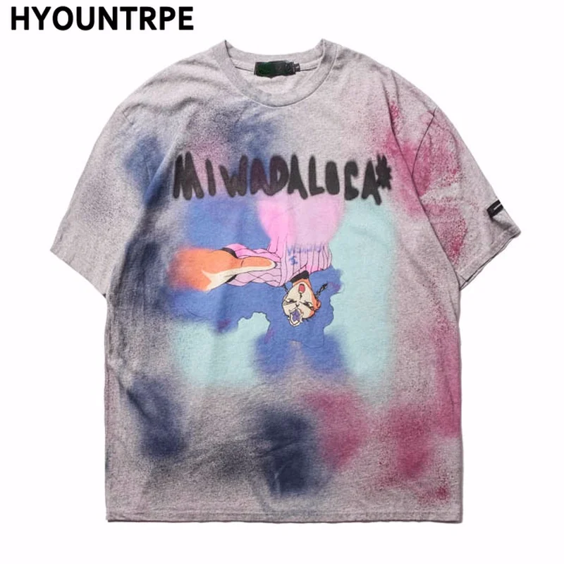 Футболка мужская весенне-летняя оверсайз рваная с принтом граффити в стиле