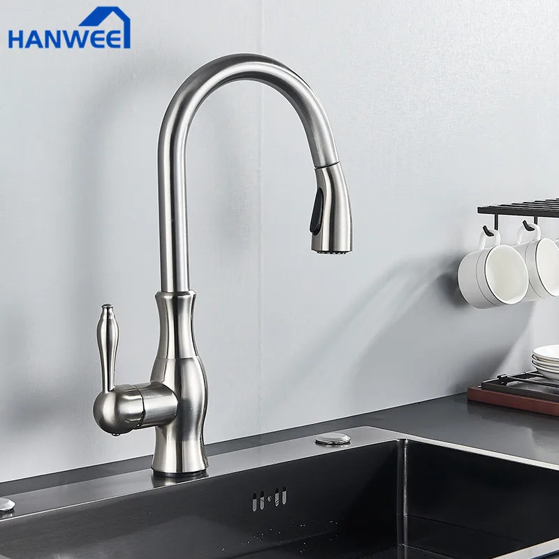 Выдвижной черный кухонный кран Однорычажный смеситель для воды кухни с