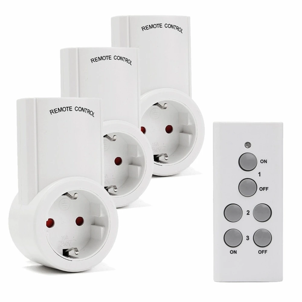 1 remote 3 socket EU 433 МГц умный дом вилка беспроводной выход питания Светильник розетка США ЕС Великобритания электрическая вилка с пультом дистанционного управления - Цвет: 1 remote 3 socket EU