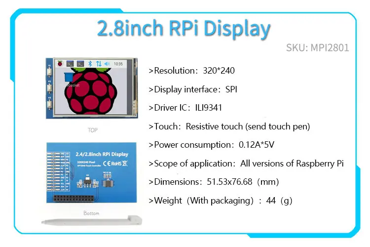 Дисплей для Raspberry Pi 4B 3B B + сенсорный экран 3 2/2 8/3 2/3 5/2 4 дюймов серия GPIO 2 5 дюйма |