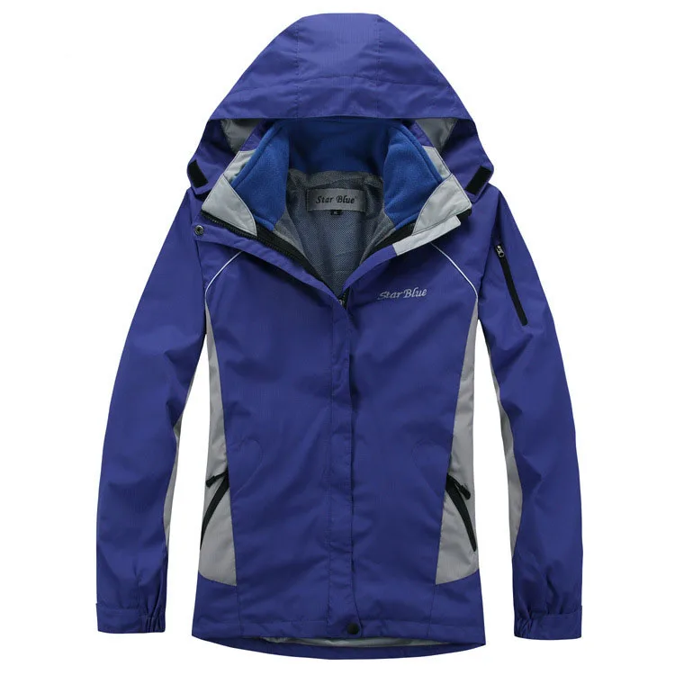 Royal blue Женская зимняя куртка 3 в 1 для походов на открытом воздухе софтшелл Женская ветрозащитная водонепроницаемая куртка походная альпинистская ветровка - Цвет: Royal blue