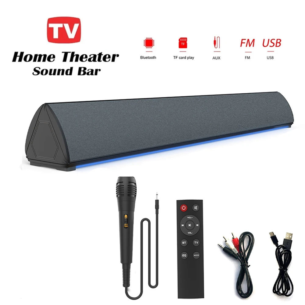 

Wireless TV Soundbar with Remote Control Support Bluetooth 5.0 USB Home Audio 3D Subwoofer Surround Soundbar for PC TV Speakers