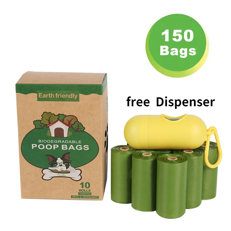 

150pc Biodegradable Dog Poop Bags Bulk Biobase Scented Poop Bags Degradable Cat Waste Bags Eco-Friendly Doggie Bolsas Caca Perro