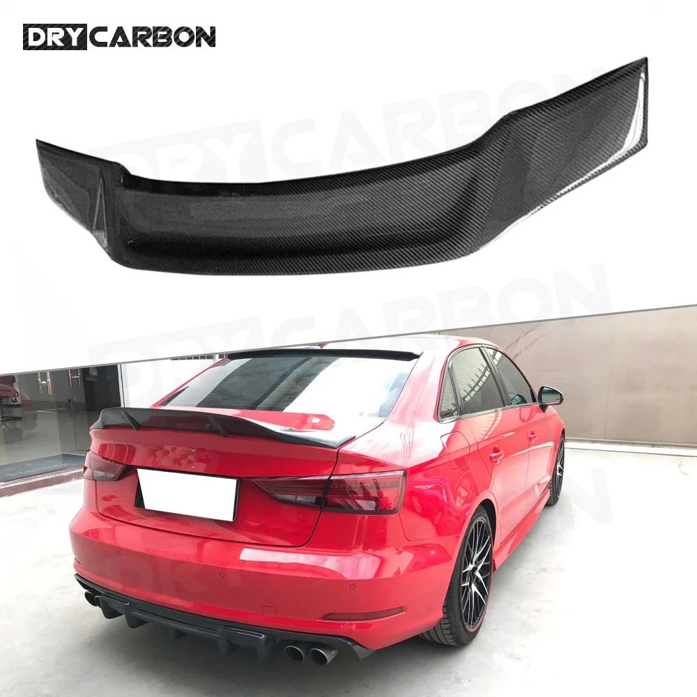 

Carbon Fiber Rear Spoiler for Audi A3 Sline S3 Sedan 4 Door 2014-2018 R Style FRP Boot Duck Lip Wings Car Styling