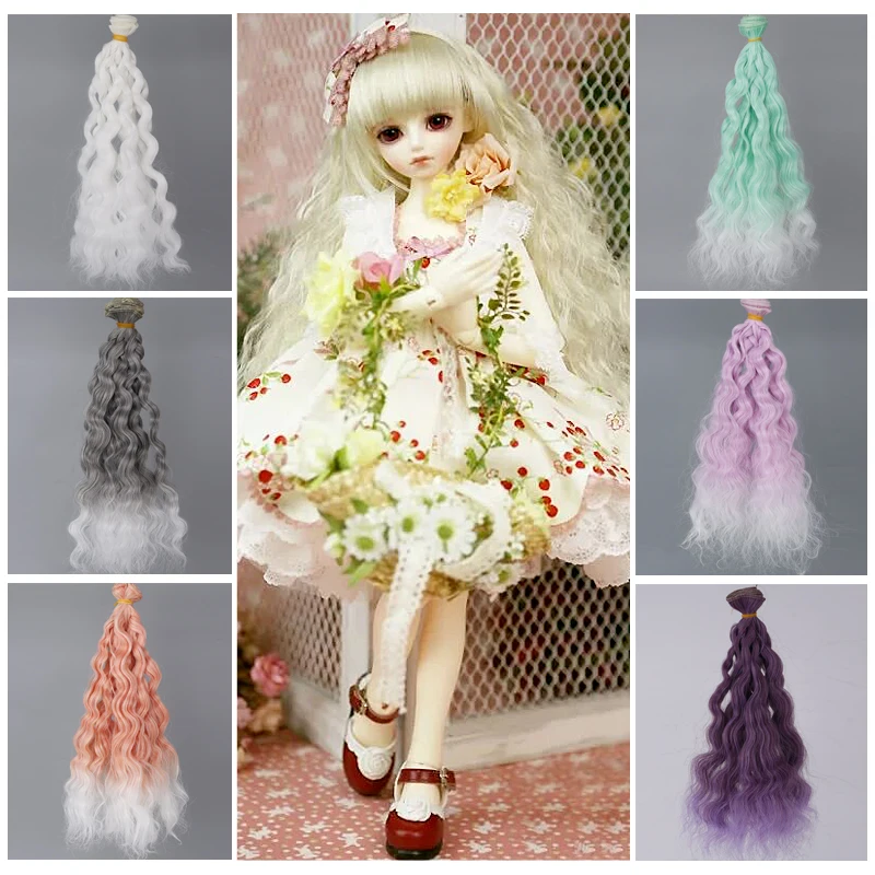 

MUZIWIG 25*100cm Tress For Doll High-temperature Hair Weft Color Curly Doll Hair Extension DIY American Doll Wig Doll Accesories