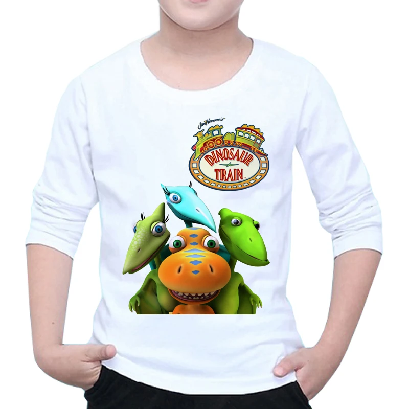 Футболка с длинным рукавом и принтом динозавра футболка для мальчиков девочек