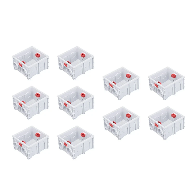 

10Pcs 50mm Deep Plasterboard Back Box Wall Socket Boxes 86 Type Mounting Box Junction Boxes for Embedded Installation Retail