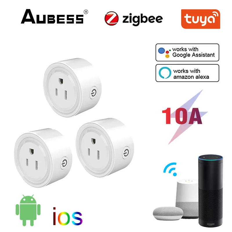 

Смарт-розетка Aubess Zigbee на 10 А с голосовым управлением и таймером
