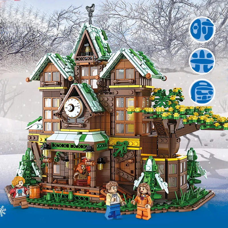 

MOC Street bulding Series Time house Villa Tree House Set Building Blocks Bricks Educational Toy Birthday Funny Gifts