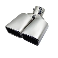 stainless steel bolt on exhaust tip 6 3cm inlet dual outlet 22 5cm long muffler pipe exhaust tip adapter connector