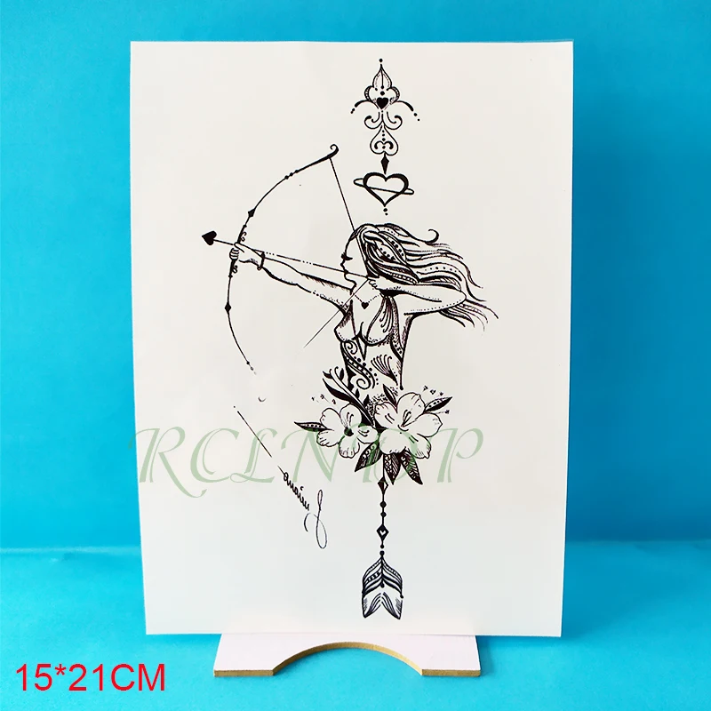 Водостойкая Временная тату цветок сексуальная девушка сердце стрела