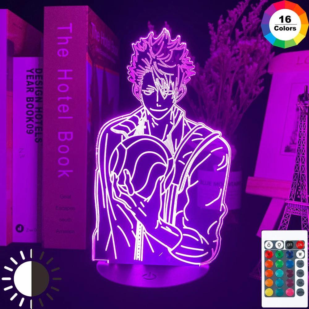 

Acrylic Led Night Light Anime Haikyuu Shoyo Hinata Figure for Kids Bedroom Decor Nightlight Cool Manga Gadget Child Table Lamp