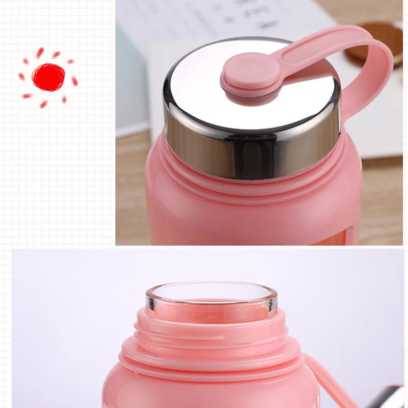 Стеклянная бутылка большой емкости 600 мл/900 мл двухслойная для воды портативная