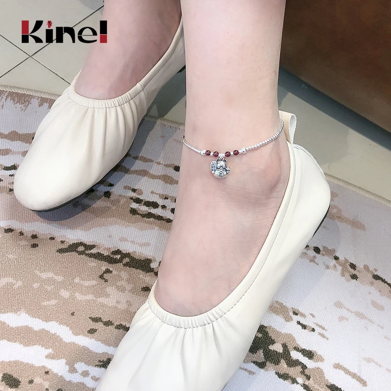 Браслеты анклеты женские из серебра 925 пробы с натуральным гранатом|Анклеты| |