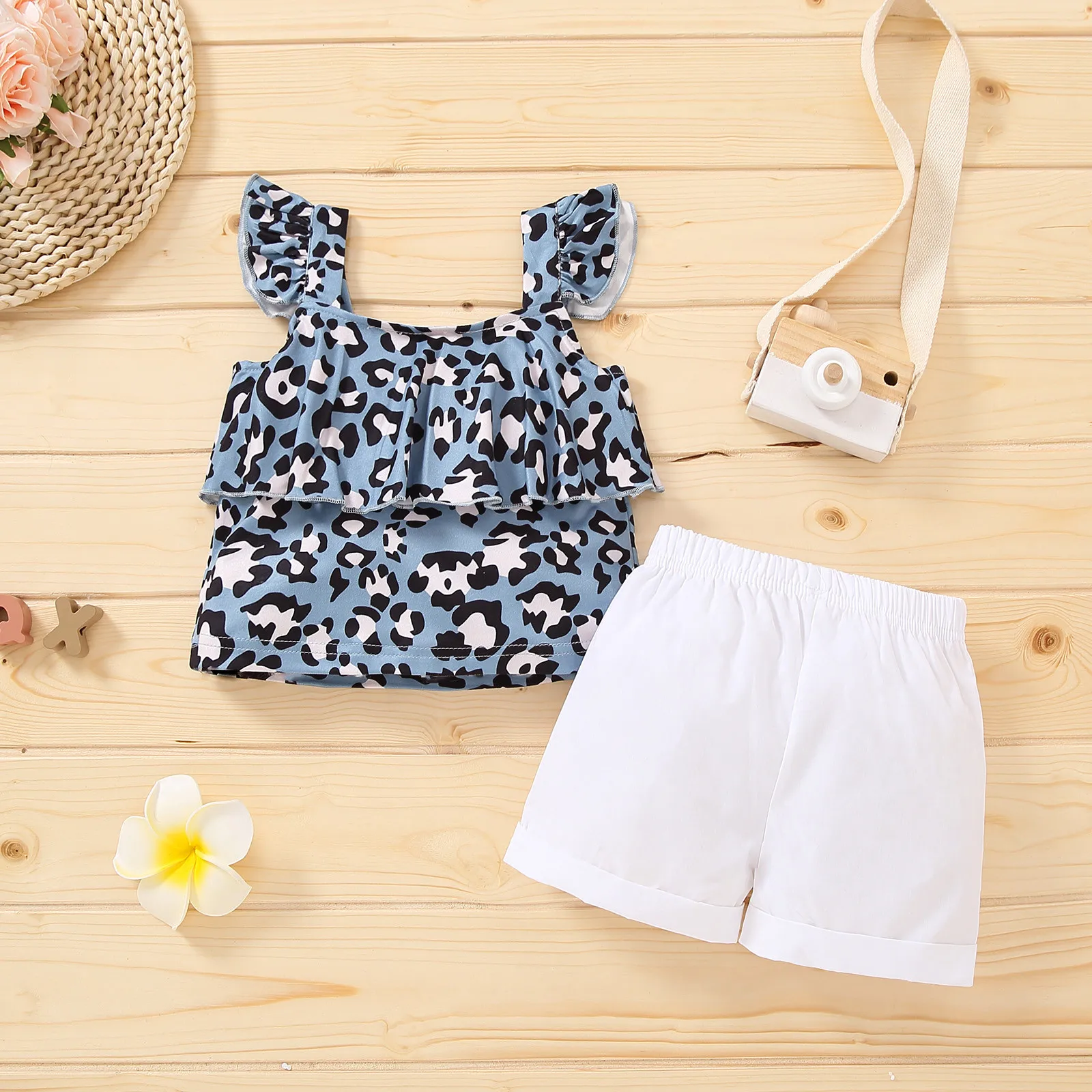

Ropa Bebe Girls Clothing Sets Summer Kids Clothes Newborn Infant Baby Valentine Heart Leopard Vest Tops+bowknot Shorts Set