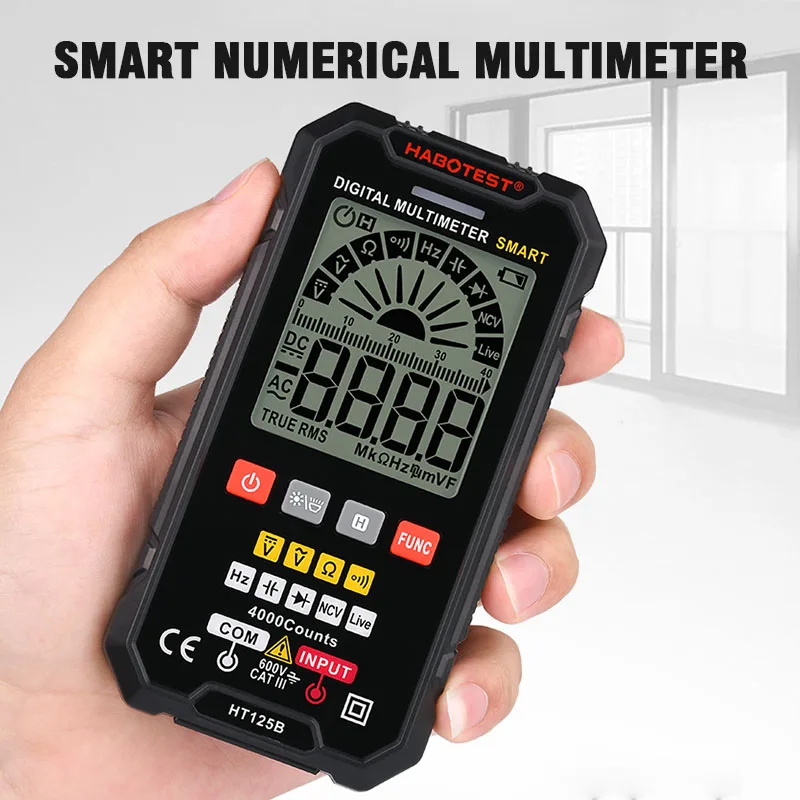 

Smart Digital Multimeter Professional Tester 600V AC DC Voltage Capacitance Ohm HZ Diode NCV Live Hold TRMS Continuity Meter