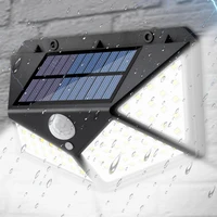 100 led solar lamp outdoor waterproof solar powered spotlights pir motion sensor street light for garden decoration 3 modes