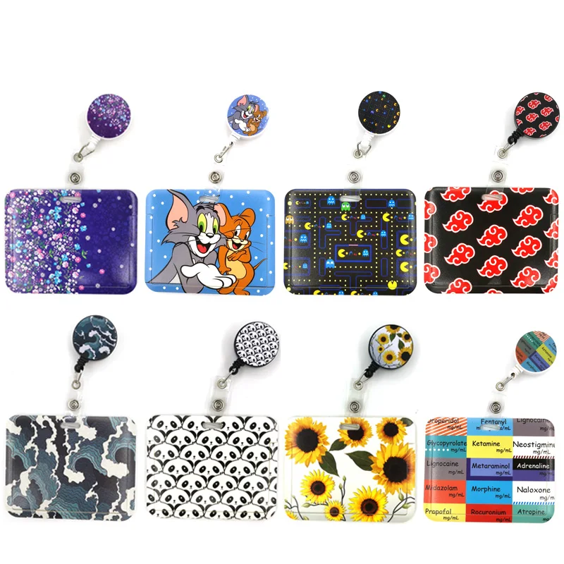 

Cartoon Retractable Badge Reel Lanyards Nurse ID Credit Card Work Card Badge Holder Office Student Clips Card Cover Holder Bag