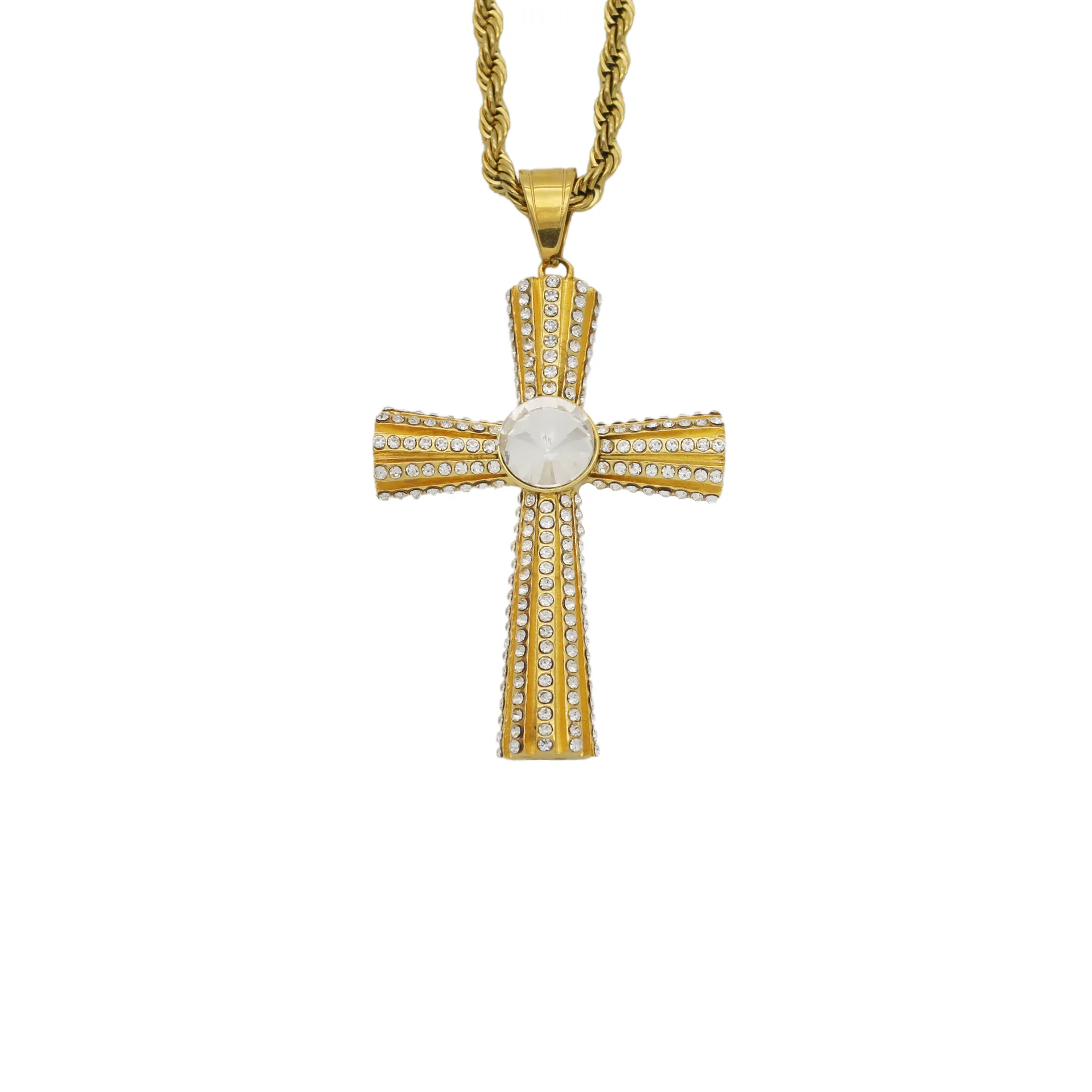 High Quality Cross Pendant Gold Color Iced Out rhinestone Hip Hop Fashion Delicate Jewelry Gift For Women | Украшения и