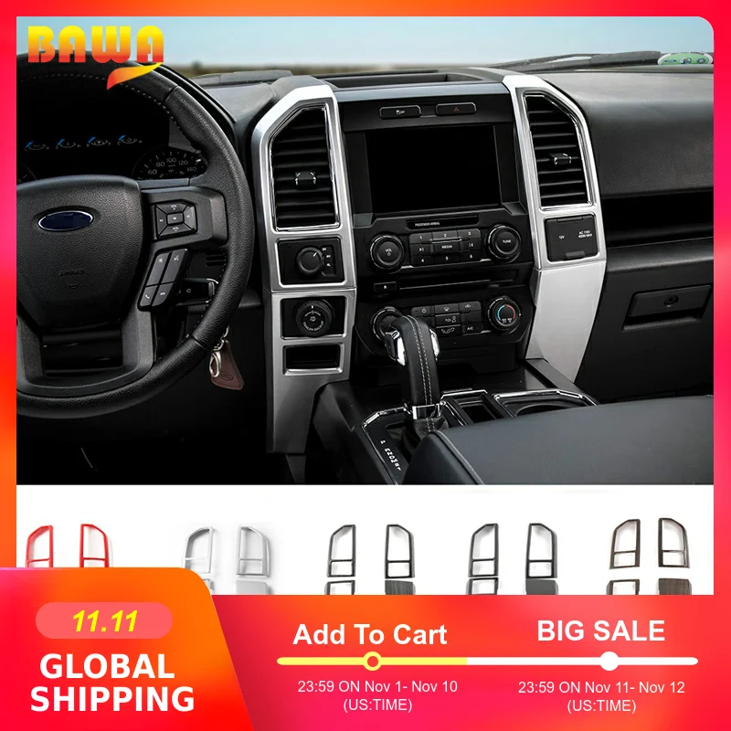 

BAWA Central Console Air Outlet Vent Panel Decoration Cover Trim Interior Stickers For Ford F150 2015 Up Car Accessories