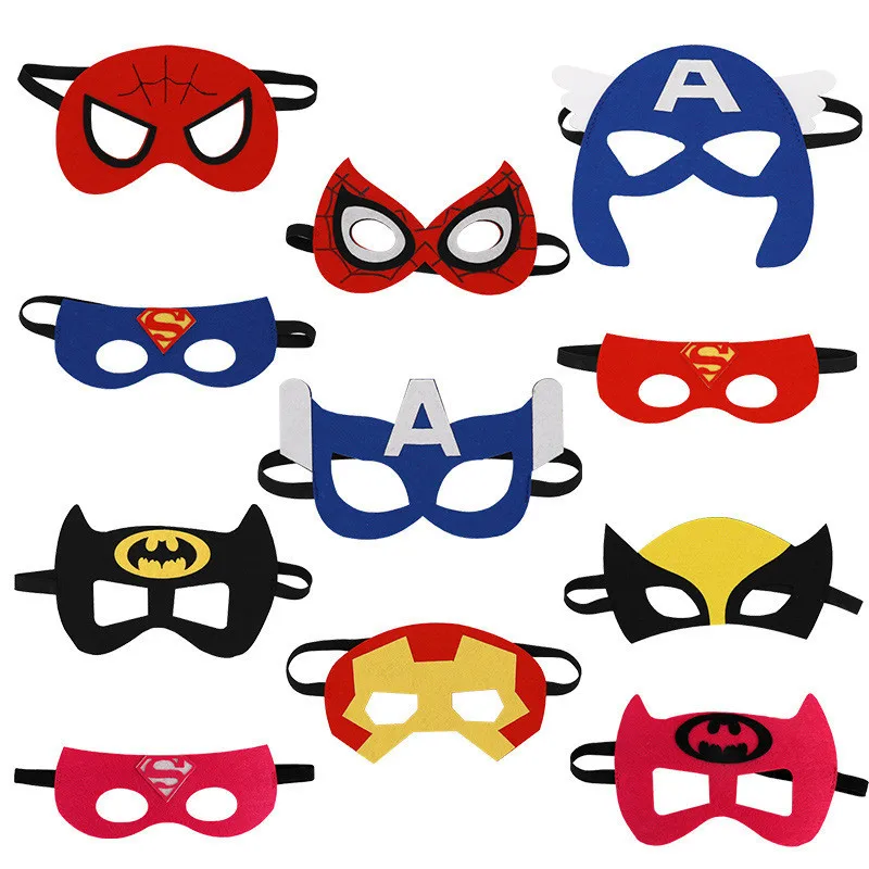 

28/32Pcs Disney Marvel Masks Anime Spider Man Batman Cartoon Felt Eye Mask Toys Action Figure Cosplay Child Party Gifts