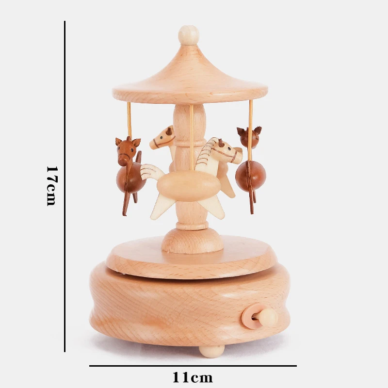 Романтическая маленькая вращающаяся музыкальная шкатулка трояна деревянная
