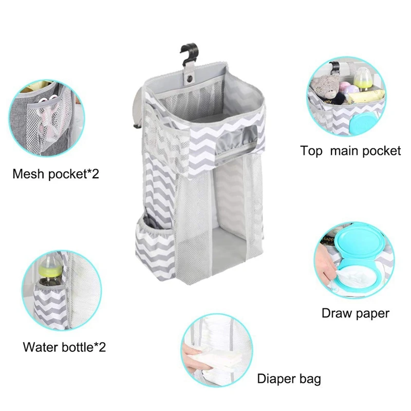 

Hanging Diaper Caddy Baby Bed Organization Baby Diaper Holder Baby Product Organizer