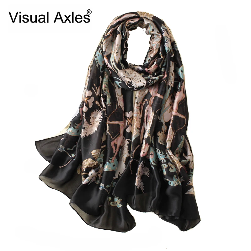 Визуальные оси Модный женский шарф из 100 натурального шелка роскошный бренд 2020